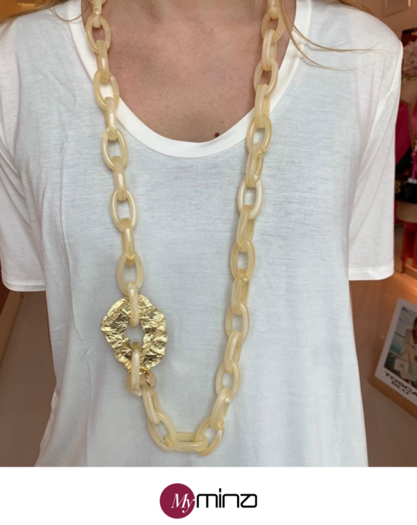 Collana fermaglio beige