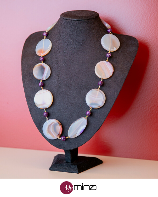 Collana in pietre giada e ametista
